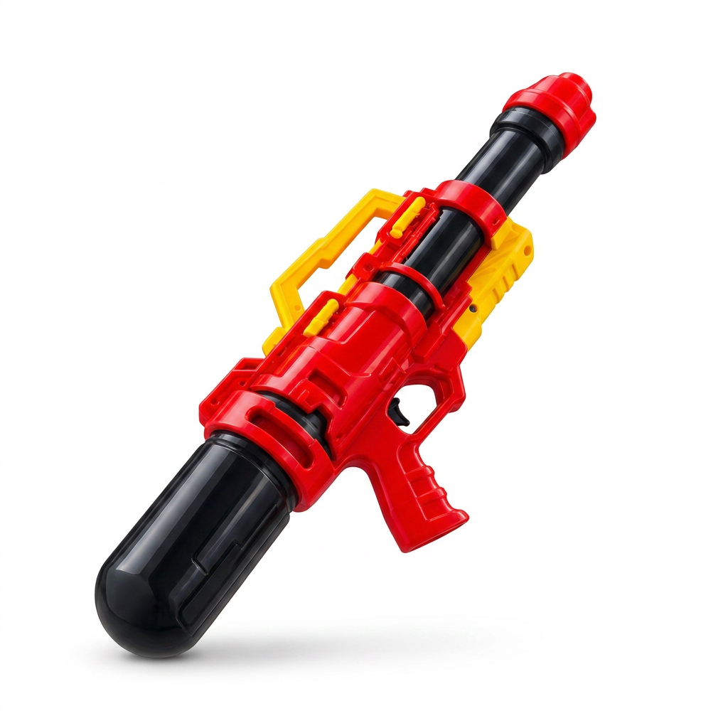 Red, yellow and black long-barrel mega water cannon blaster