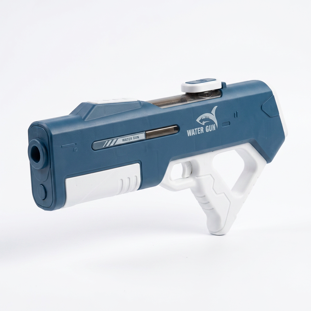 Blue and white rechargeable Shark electric water gun