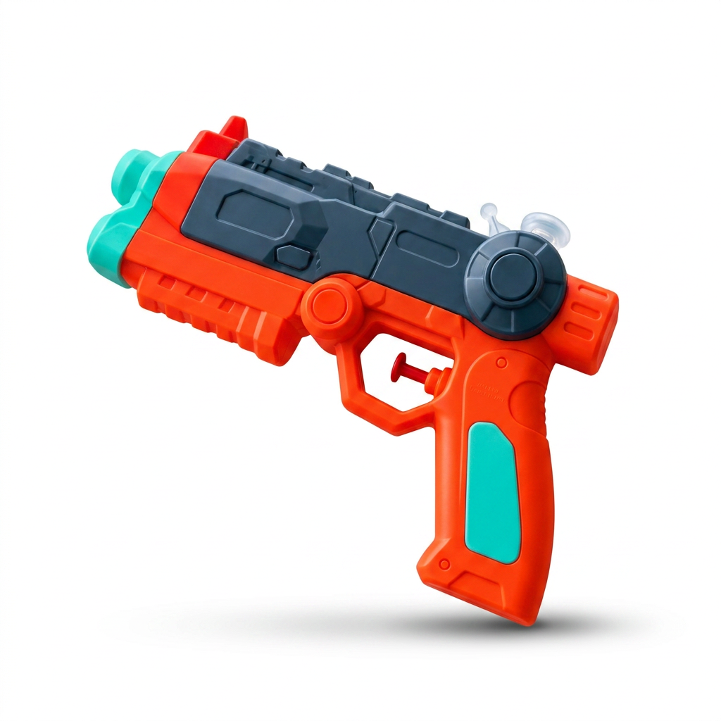 Orange and teal pump-action Turbo Splash water blaster